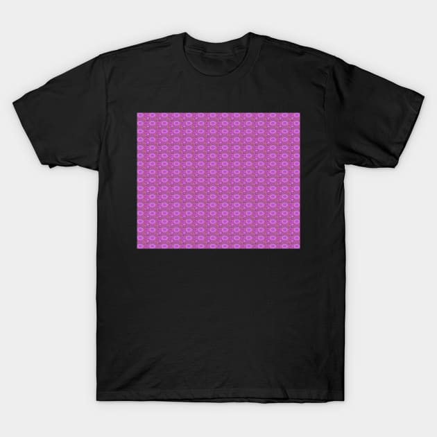 Retro Style Pink Circle Pattern With Purple and Mauve Accents T-Shirt by innerspectrum